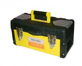Ящик для инструментов 14 (355*180*190 мм) металл/пластик Желтый с металлическими замками SKRAB 27576